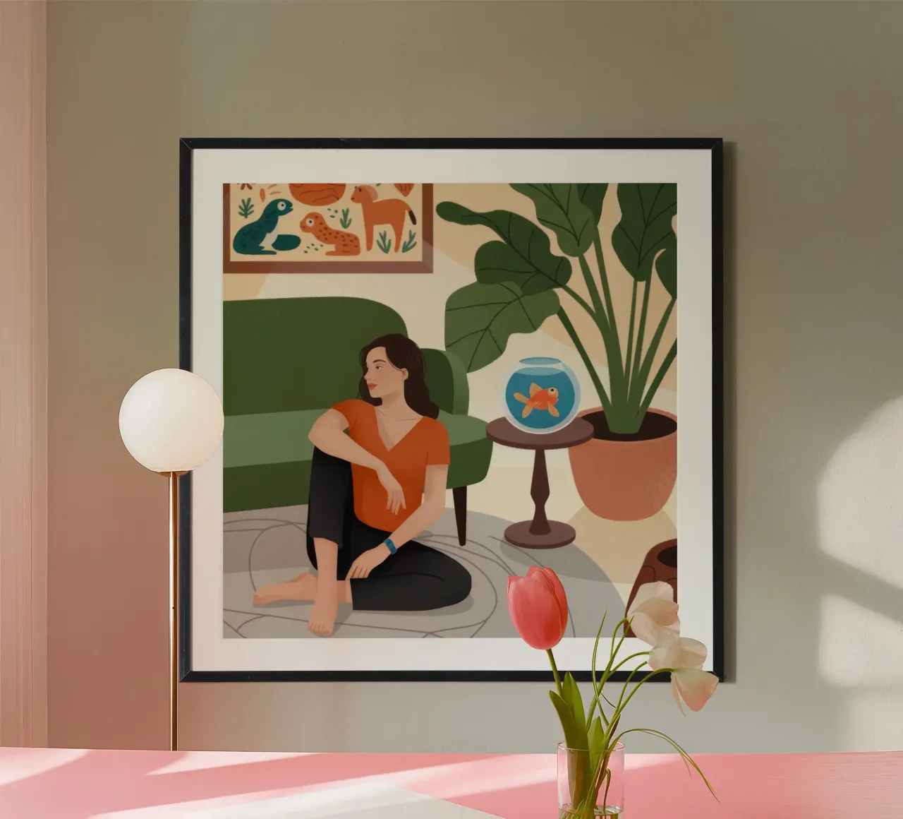 Momento contemplativo dell'anima poster con telaio in plastica da Veiled Canvas