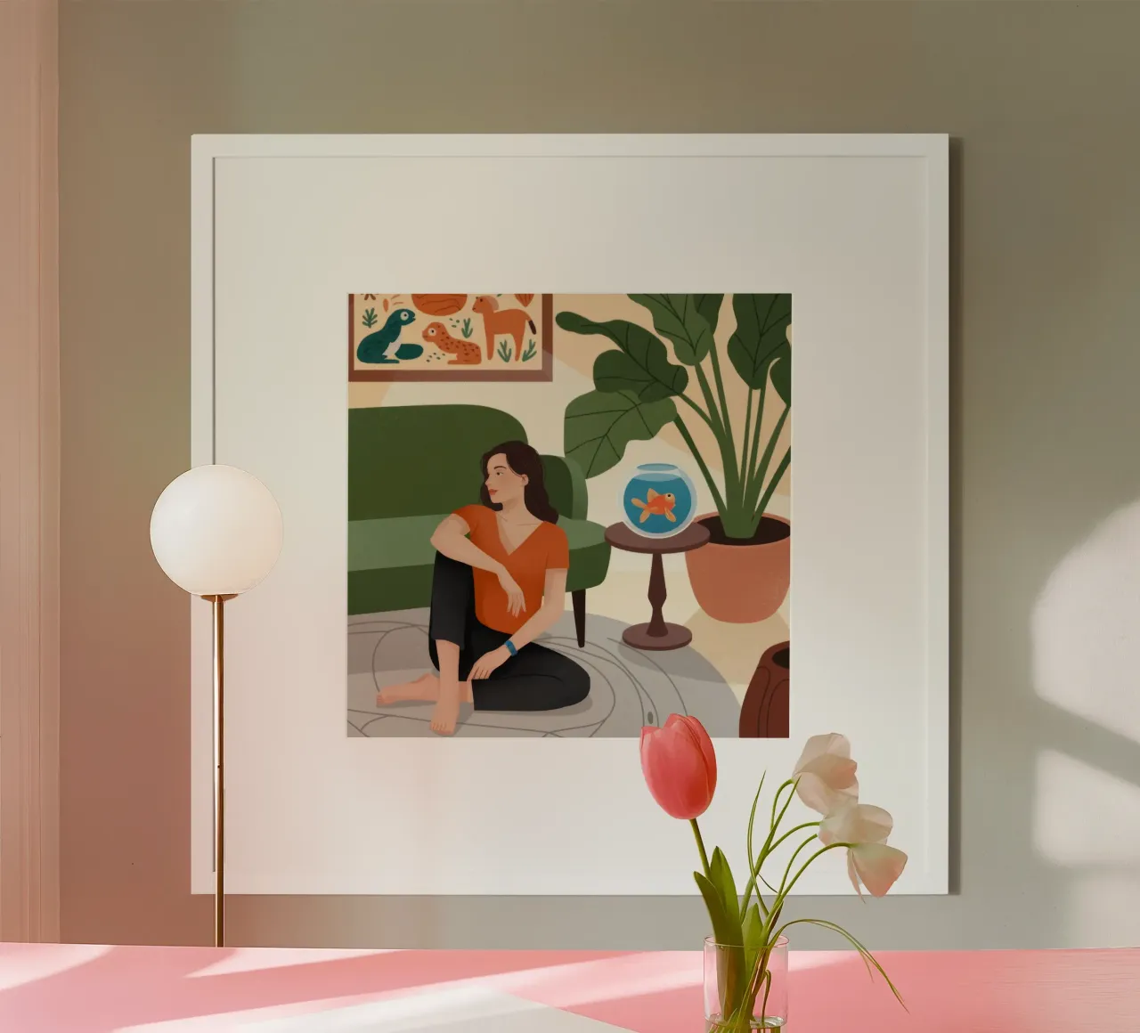 Momento contemplativo dell'anima poster con telaio in plastica da Veiled Canvas