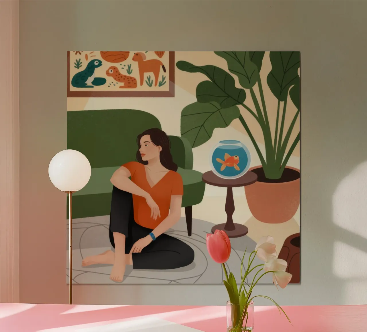 Momento contemplativo dell'anima poster con telaio in plastica da Veiled Canvas