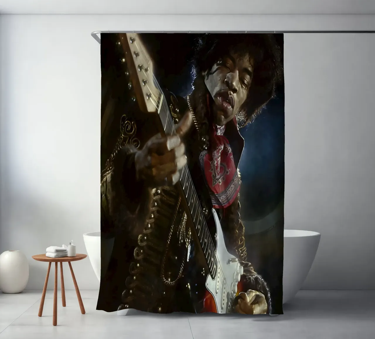 Jimi shower curtain by Low poly art