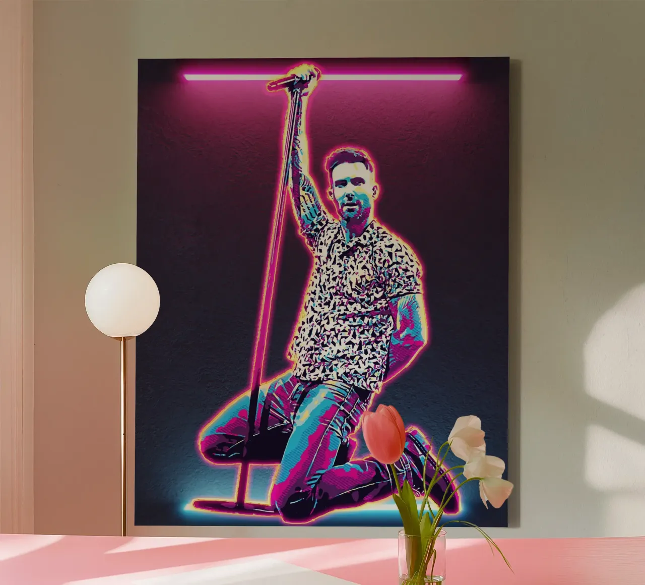 Art of Adam Levine canvas with Floater frame by neonartroom