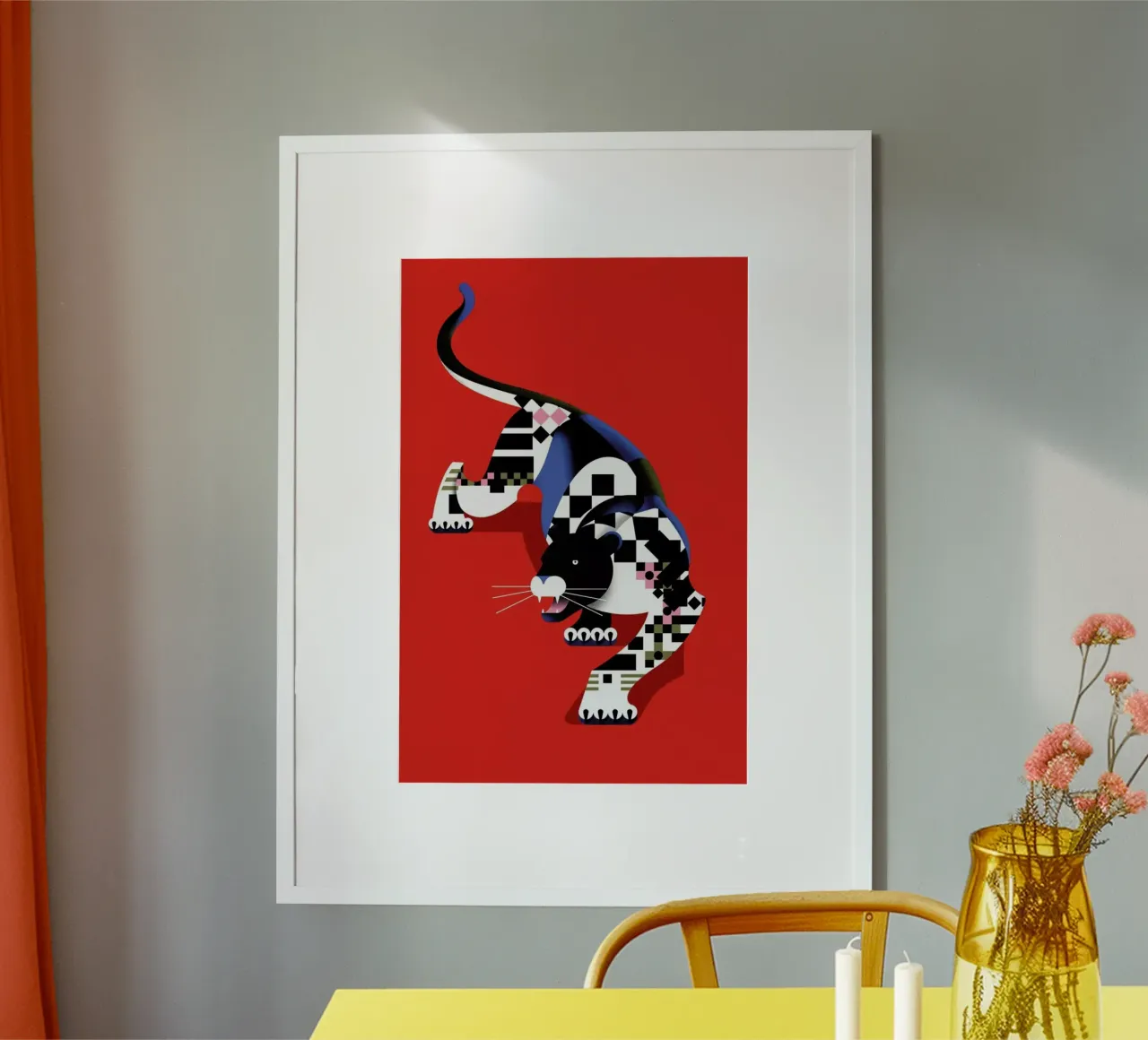 Geometric Tiger poster con telaio in plastica da Birgit Palma