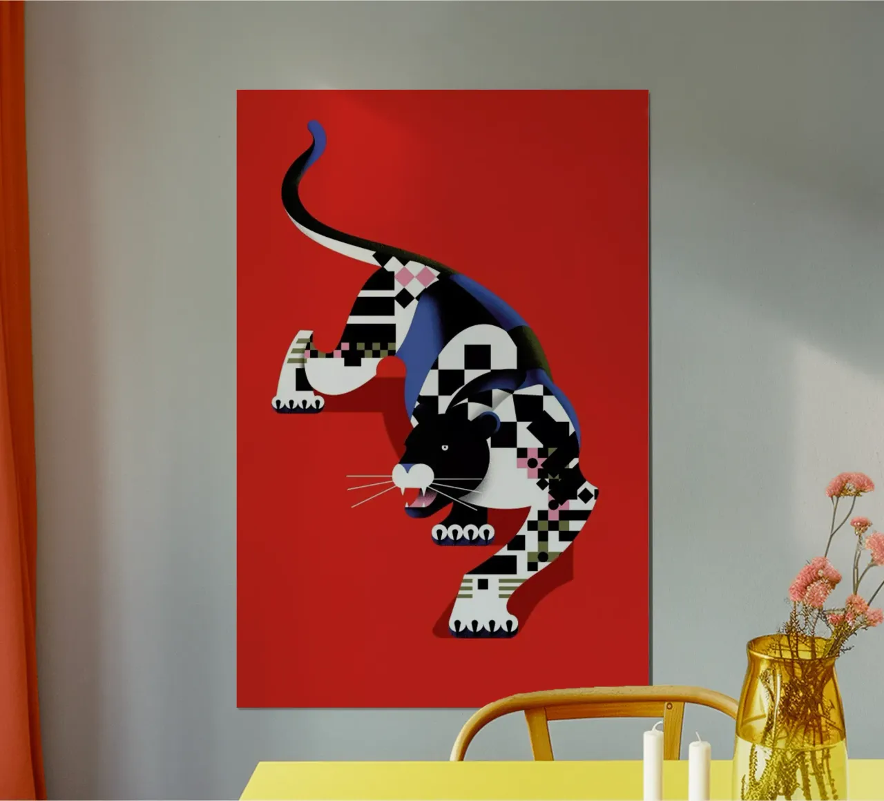 Geometric Tiger poster con telaio in plastica da Birgit Palma