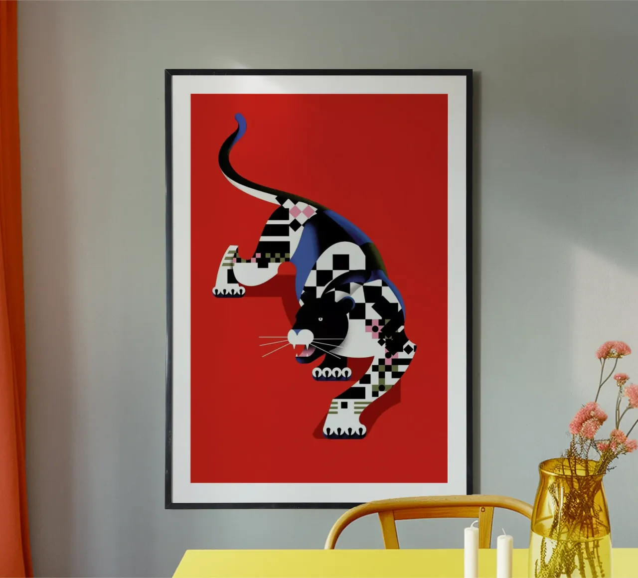 Geometric Tiger poster con telaio in plastica da Birgit Palma