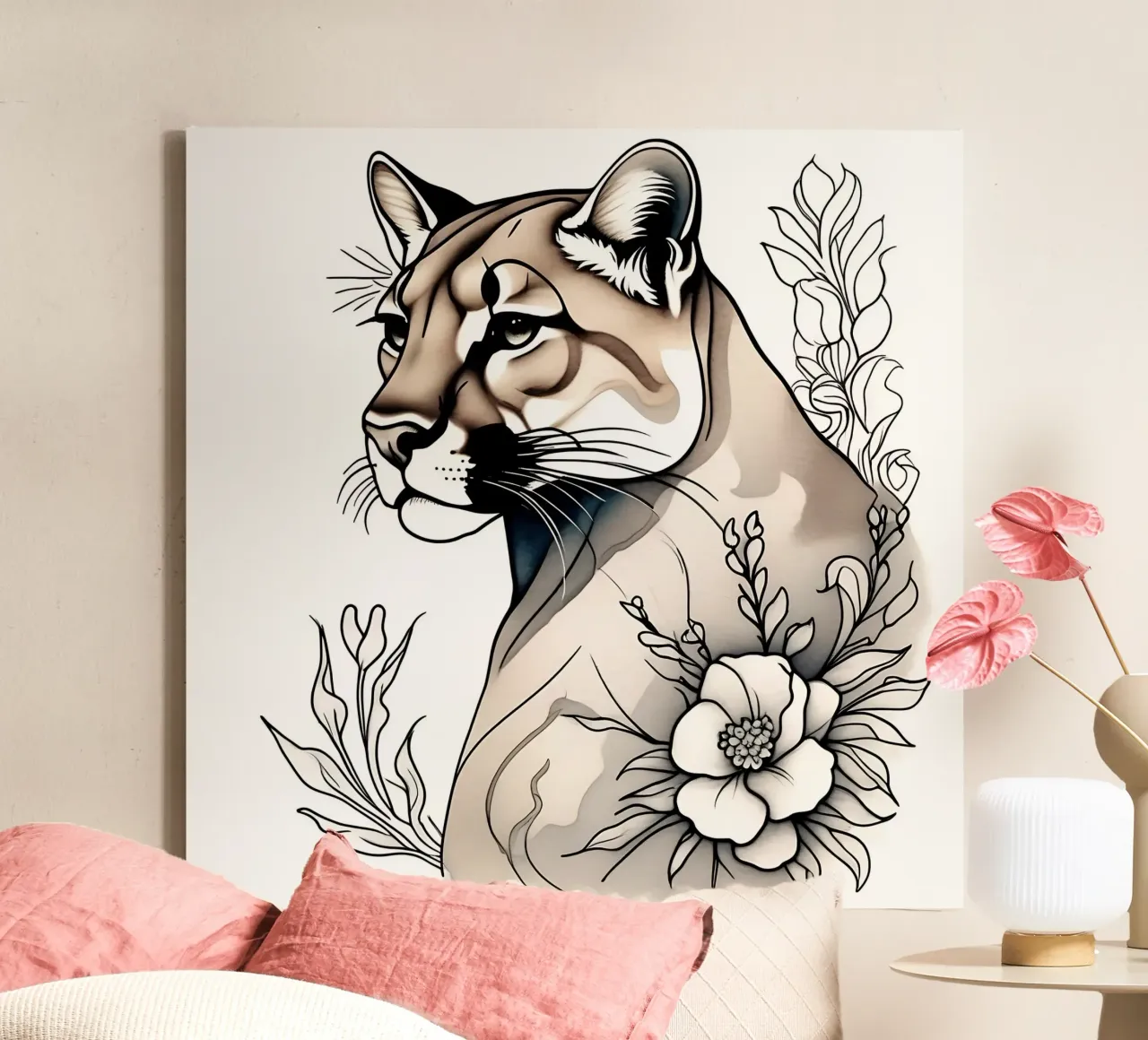 Lioness_style_B_1 canvas with Floater frame by Tierisch bunt by LK