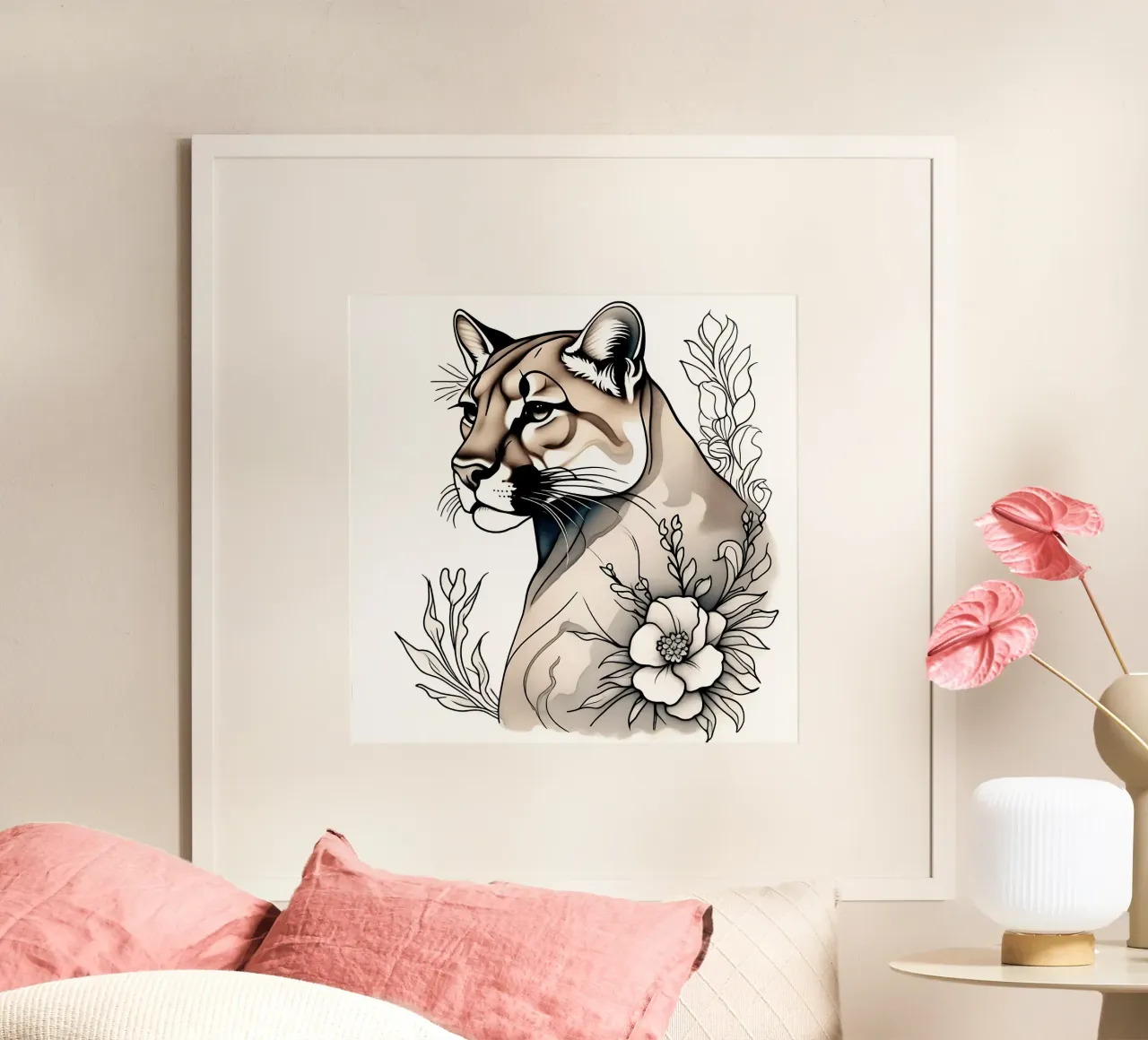 Stile_leonessa_B_1 poster con telaio in legno da Tierisch bunt by LK