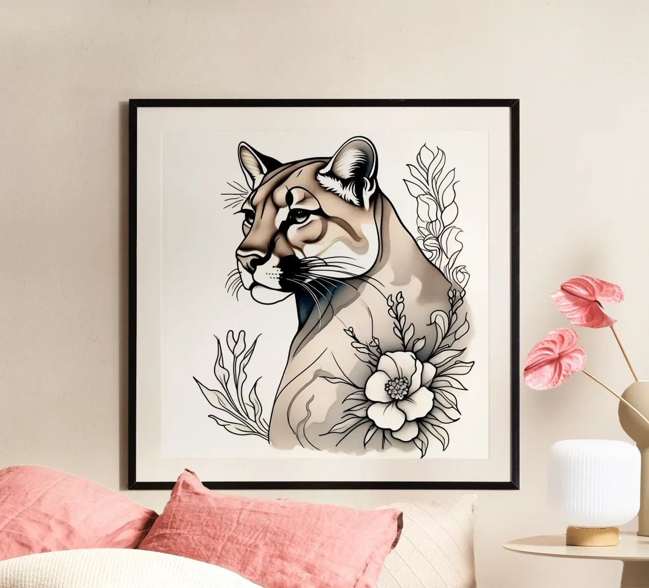 Stile_leonessa_B_1 poster con telaio in legno da Tierisch bunt by LK