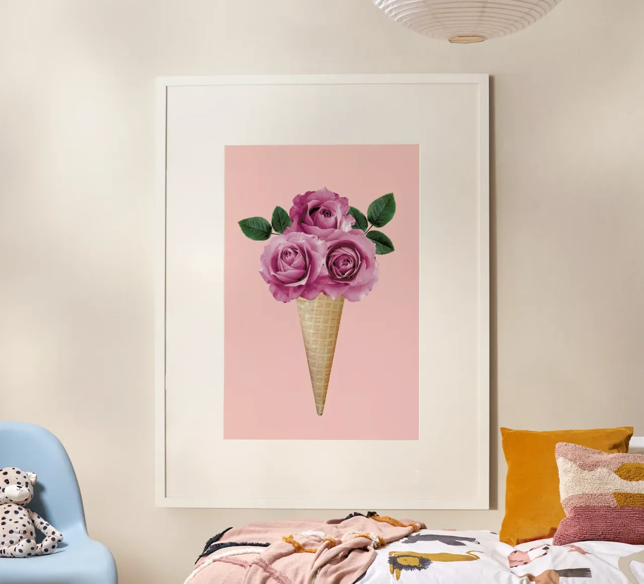 Floral Ice Cream poster con telaio in plastica da cafelab
