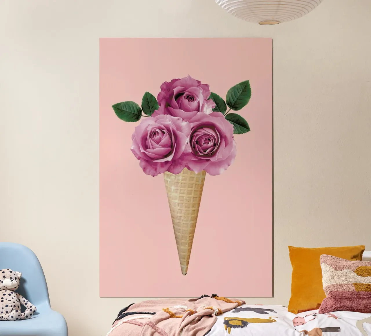 Floral Ice Cream poster con telaio in plastica da cafelab