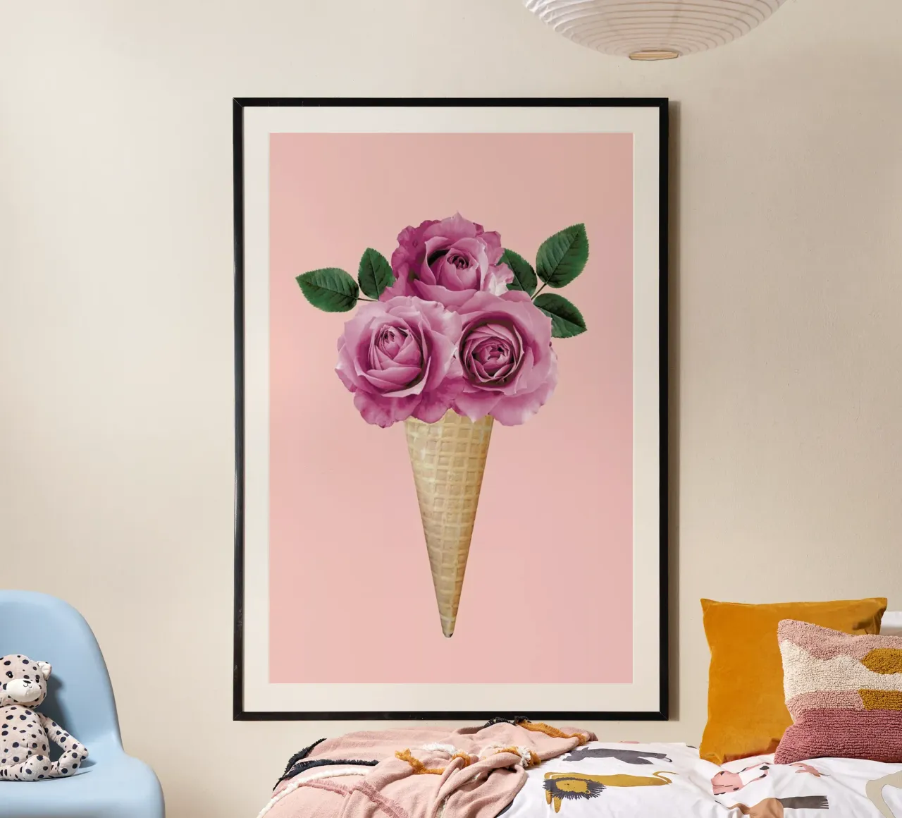 Floral Ice Cream poster con telaio in plastica da cafelab