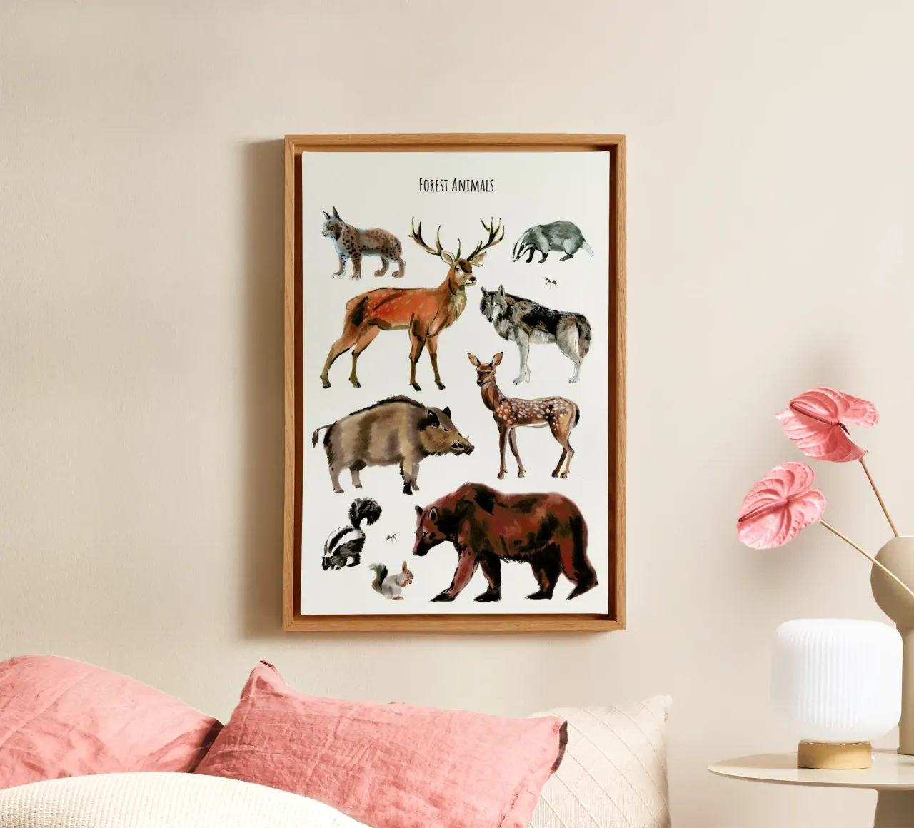 Forest Animals canvas met Baklijst van Little Flourishes
