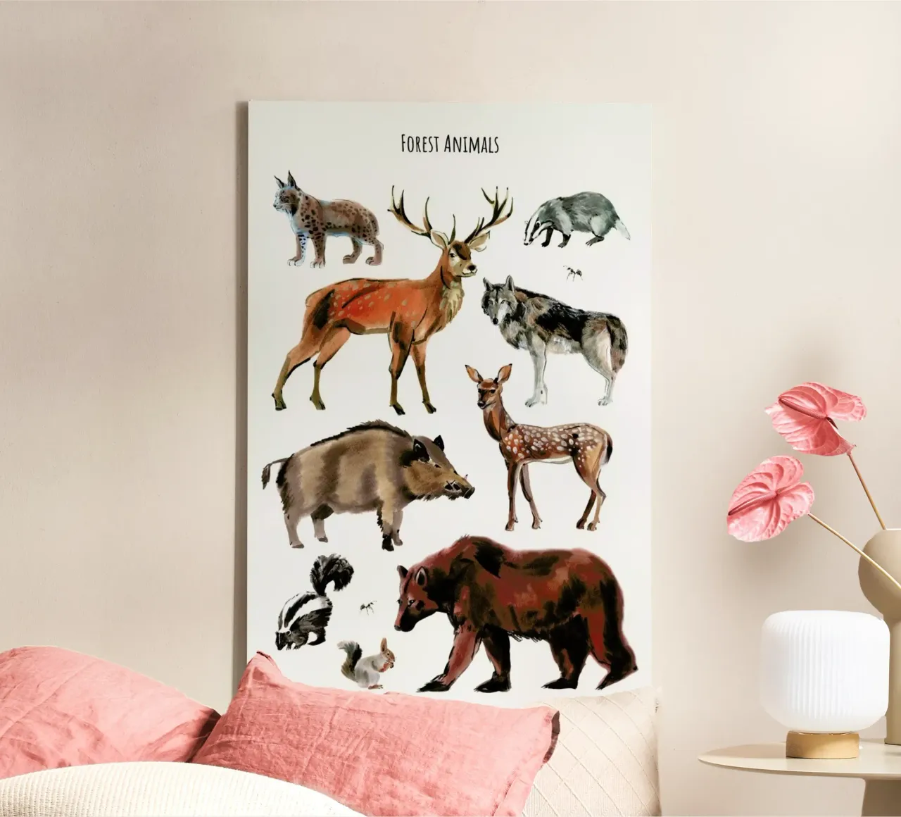 Forest Animals canvas met Baklijst van Little Flourishes