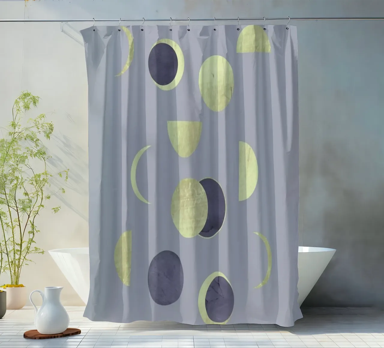 Moons Gold shower curtain by cafelab
