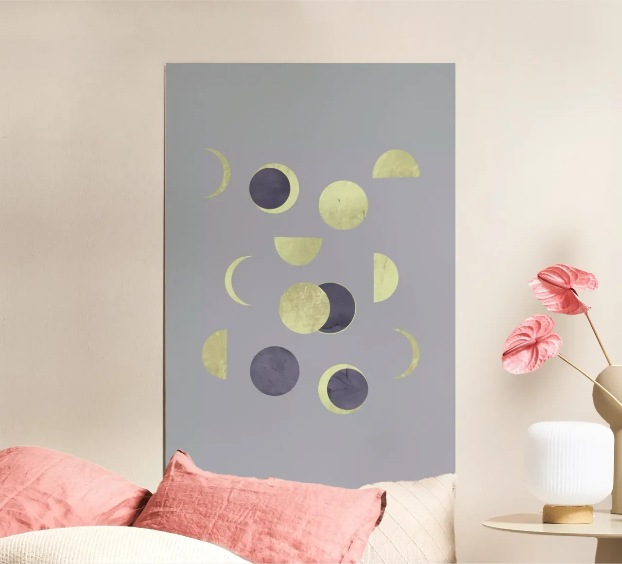Moons Gold poster con telaio in legno da cafelab