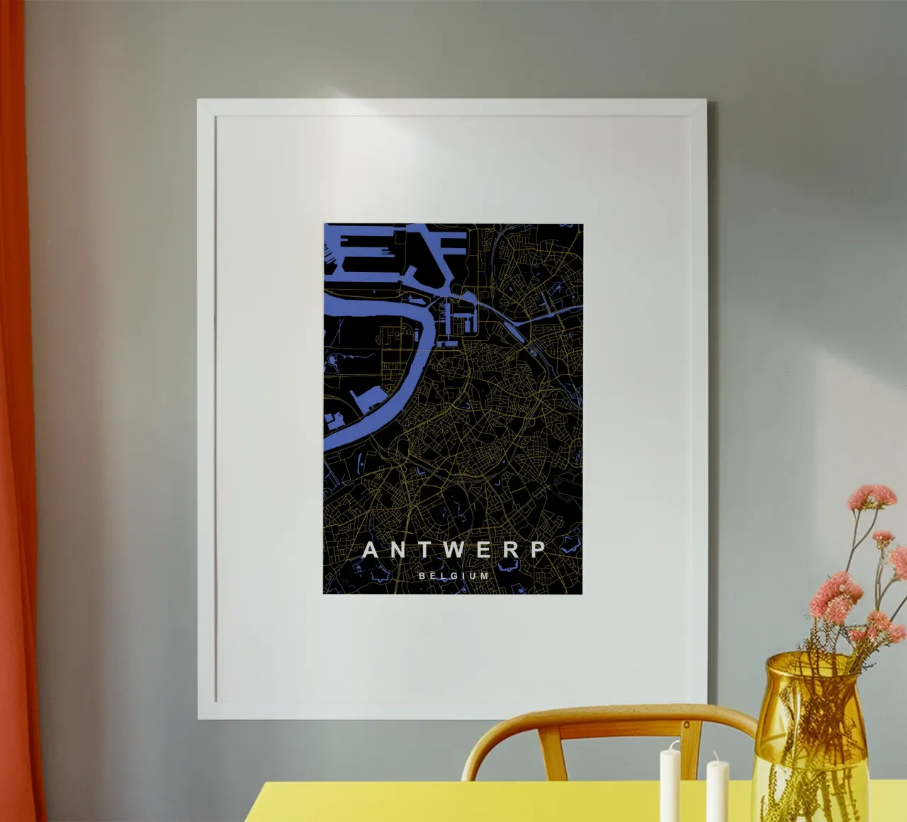Anversa Belgio - Mappa della città in nero e oro carta hahnemühle da Cartographers Library