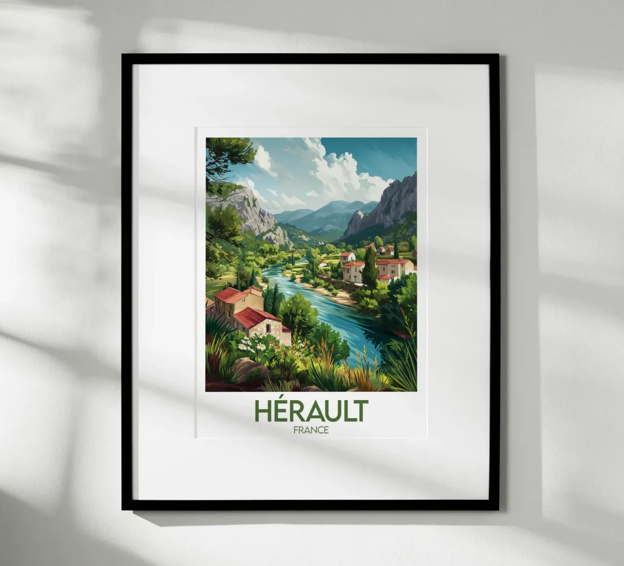 Manifesto dell'Hérault poster con telaio in alluminio da Frame the World
