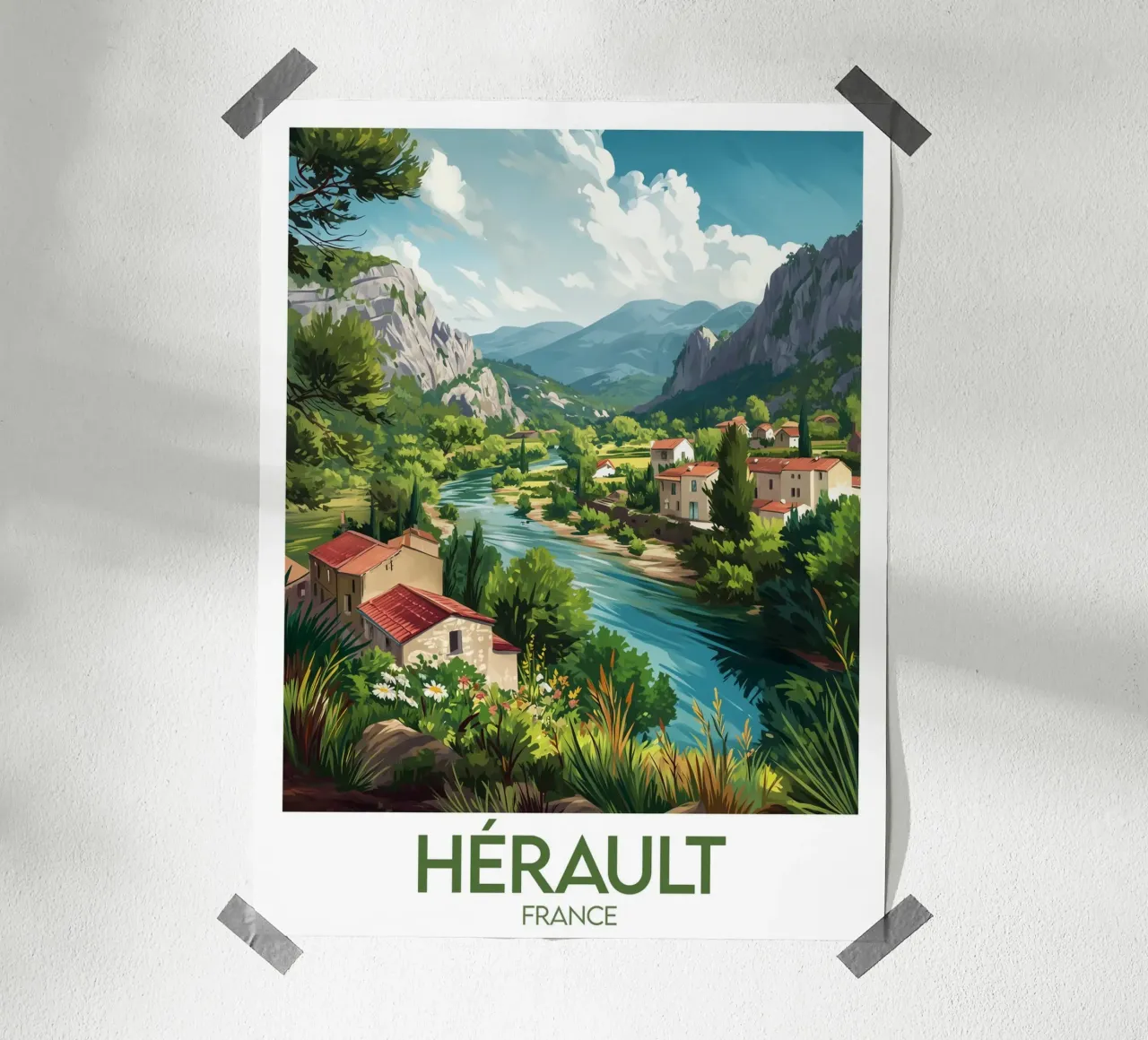 Manifesto dell'Hérault poster con telaio in alluminio da Frame the World