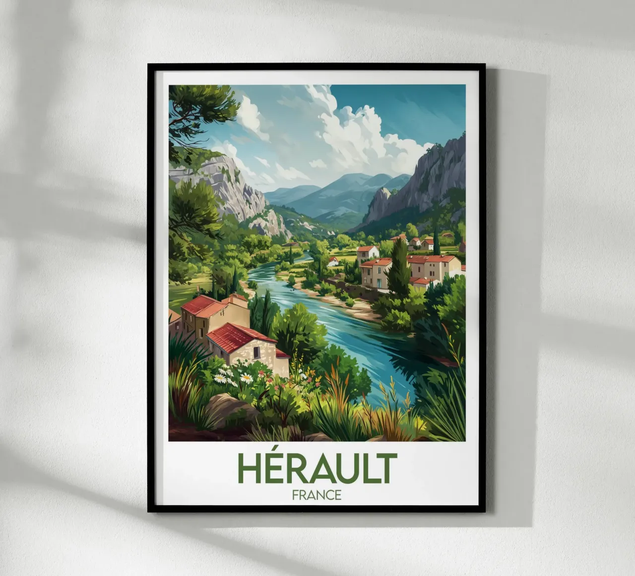 Manifesto dell'Hérault poster con telaio in alluminio da Frame the World