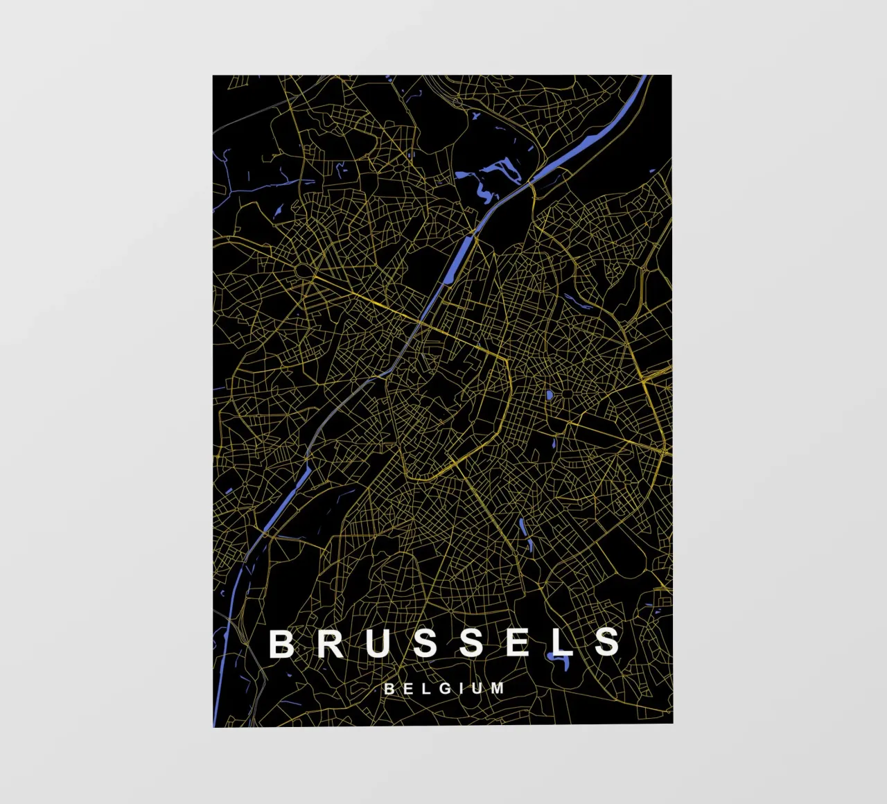 Mappa della città di Bruxelles Belgio nero e oro telo in pvc da Cartographers Library