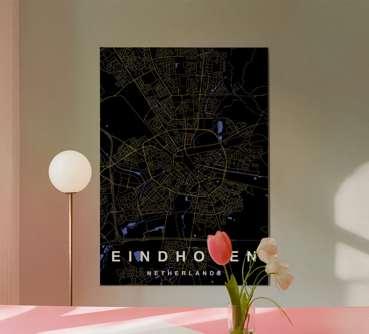 Eindhoven Nederland Stadsplattegrond Zwart-Goud poster van Cartographers Library
