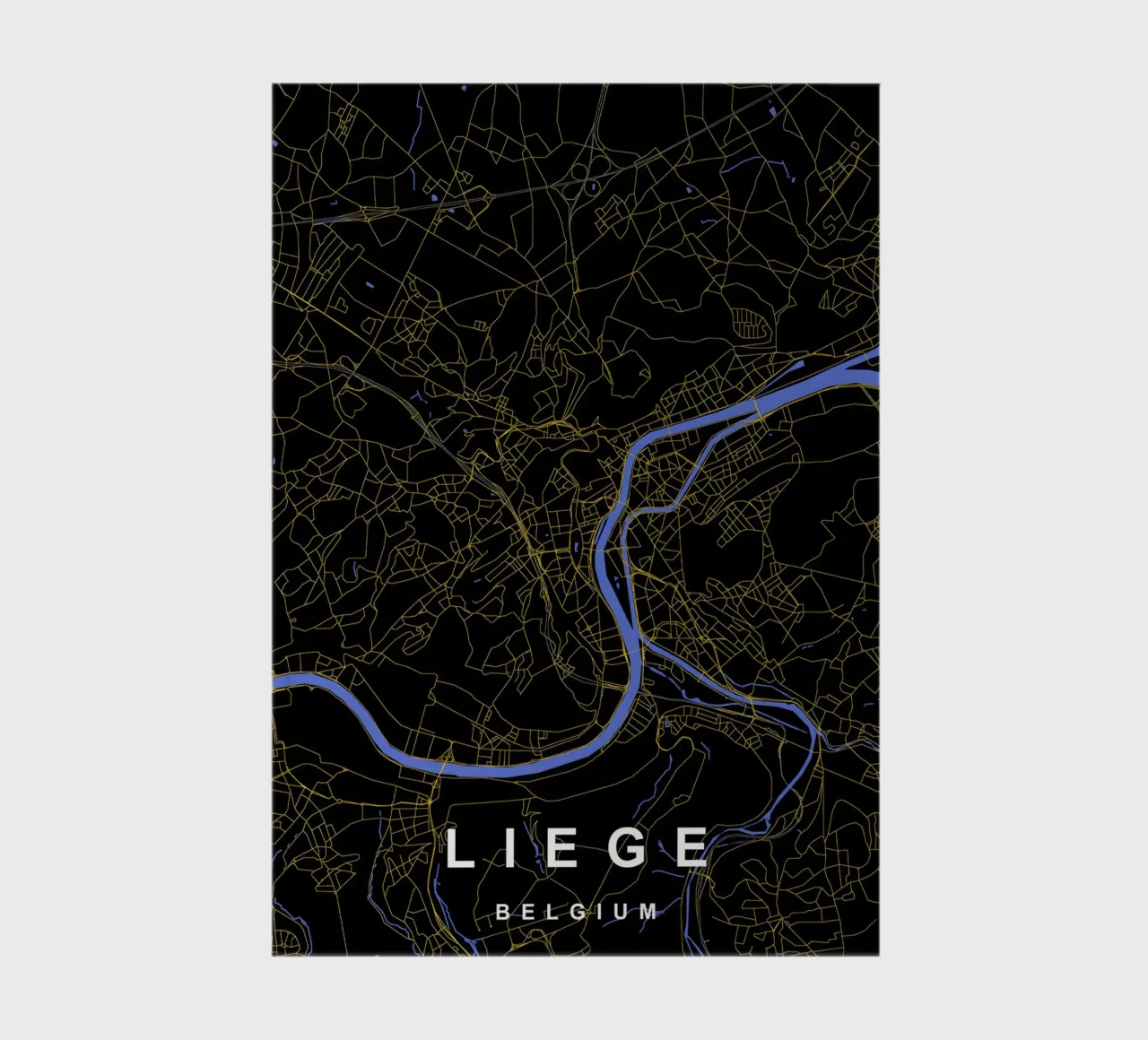Liegi Belgio - Mappa della città in nero e oro diario da Cartographers Library