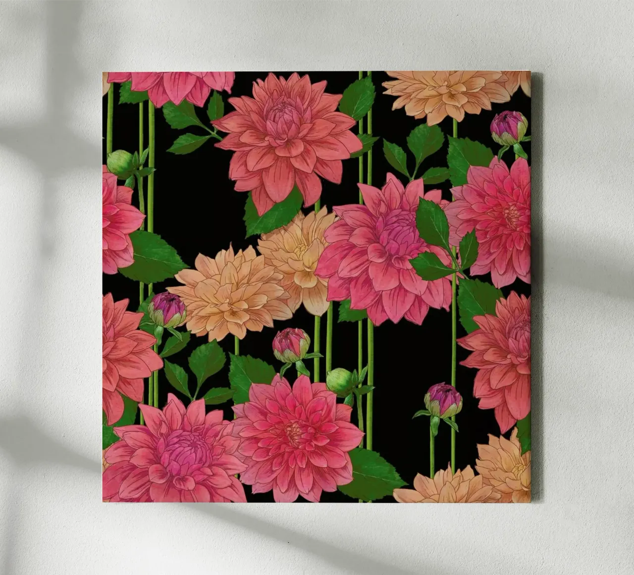 Idyllic Dahlia canvas met Baklijst van Laura Graves