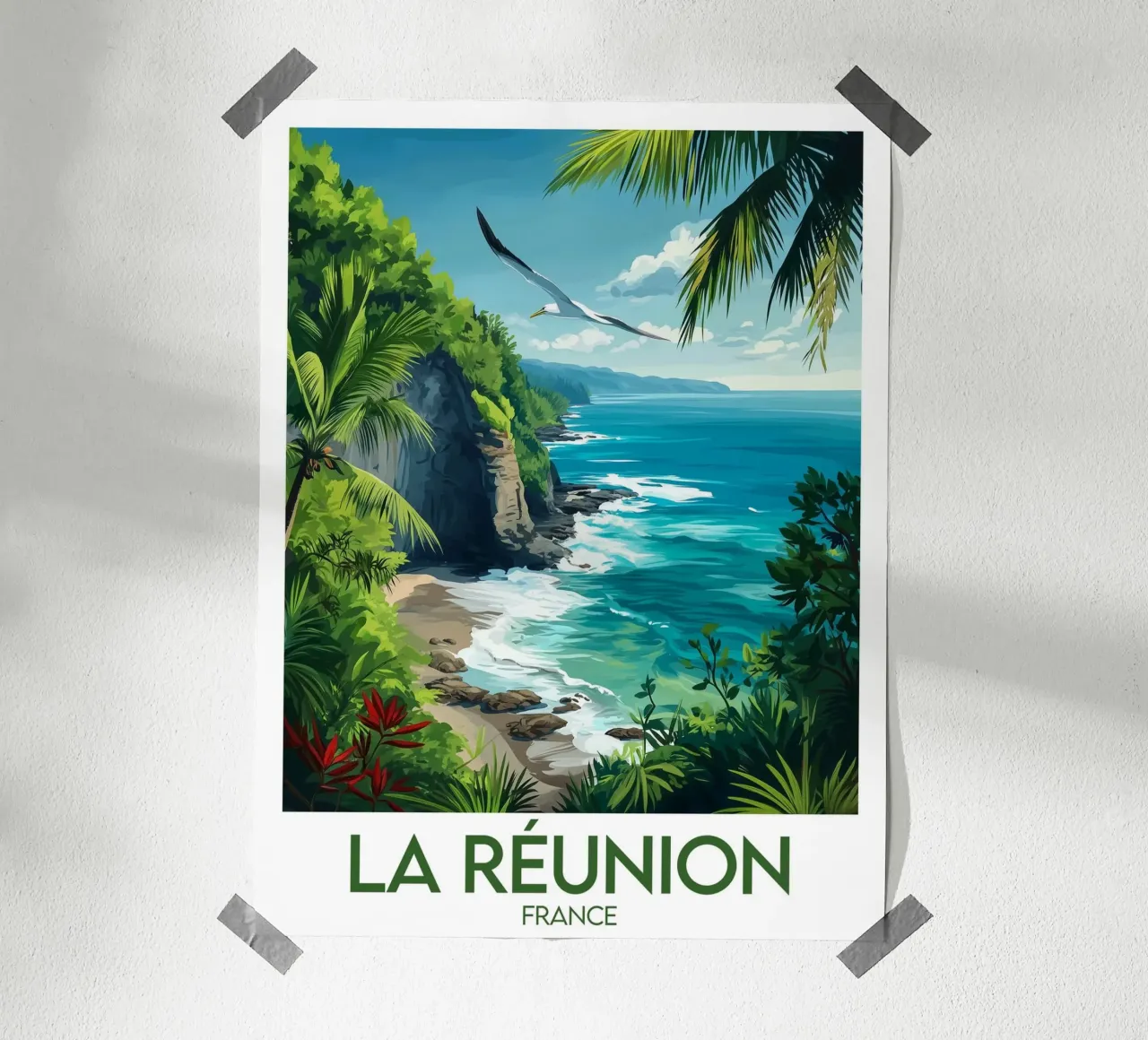 Poster La Réunion poster con telaio in legno da Frame the World