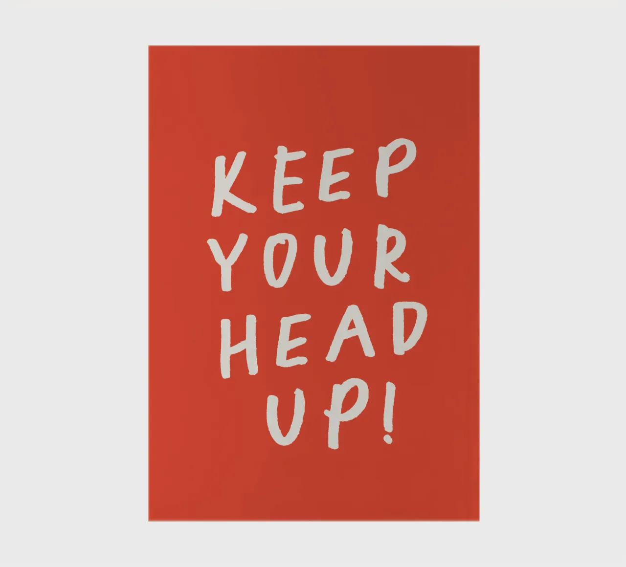 Keep Your Head Up Optimistic Typography Print in Red White notebook by THE MOTIVATED TYPE