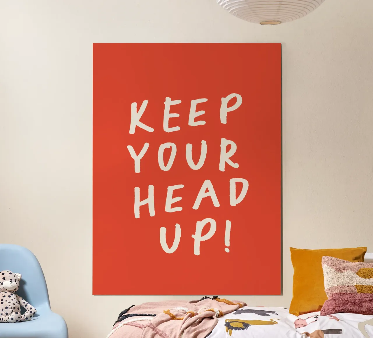 Keep Your Head Up Optimistic Typography Print in Red White hahnemühle by THE MOTIVATED TYPE