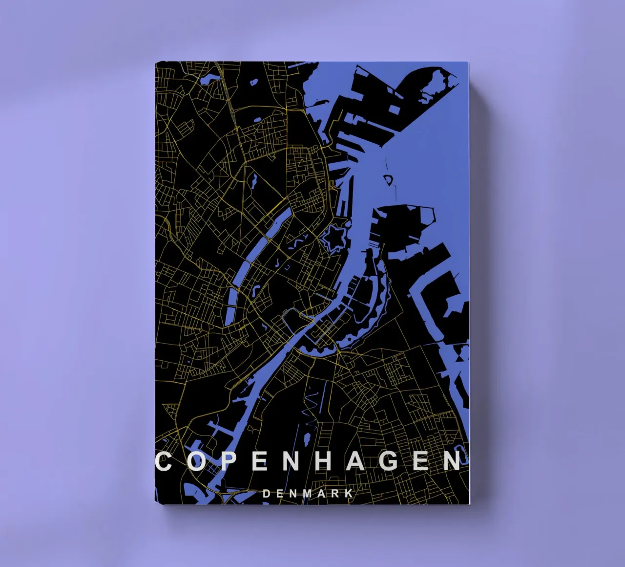 Copenaghen Danimarca Mappa della città in nero e oro diario da Cartographers Library