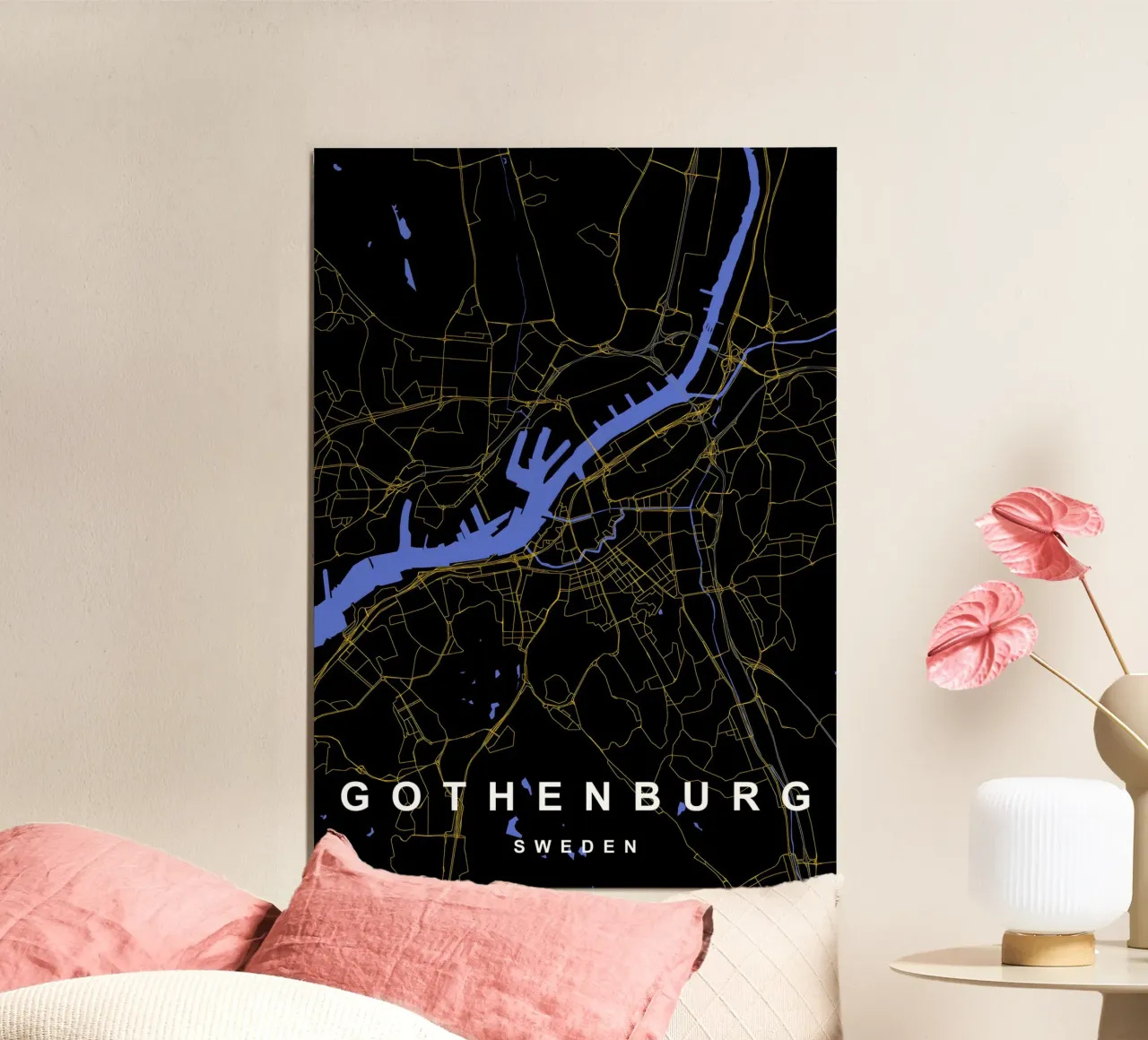 Göteborg Svezia - Mappa della città in nero e oro carta hahnemühle da Cartographers Library