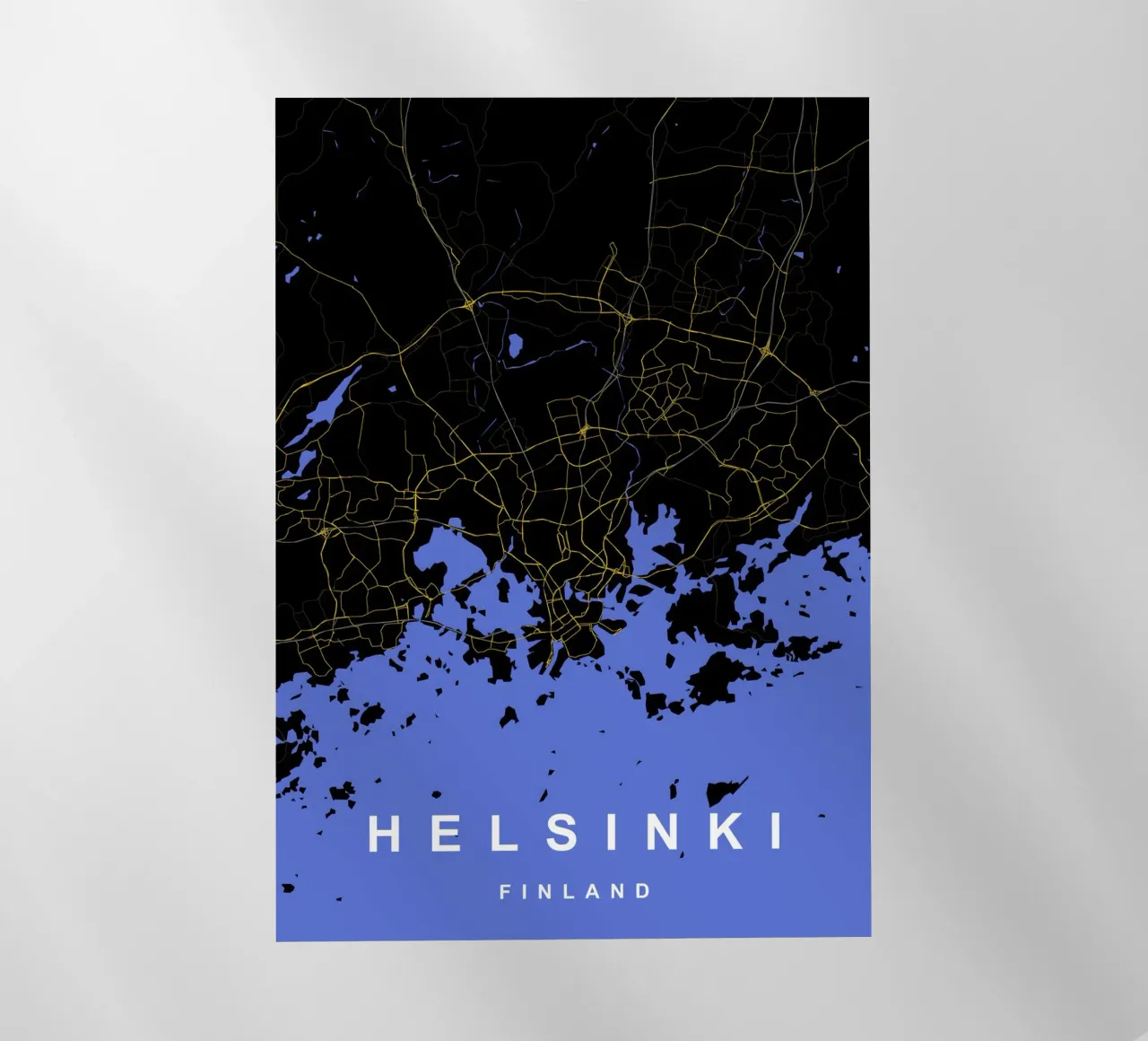 Helsinki Finlandia - Mappa della città in nero e oro pellicola backlit da Cartographers Library