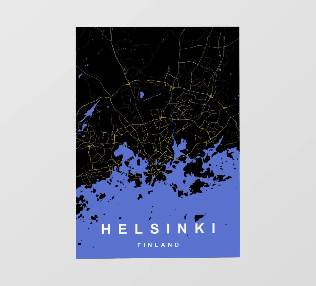 Helsinki Finlandia - Mappa della città in nero e oro telo in pvc da Cartographers Library