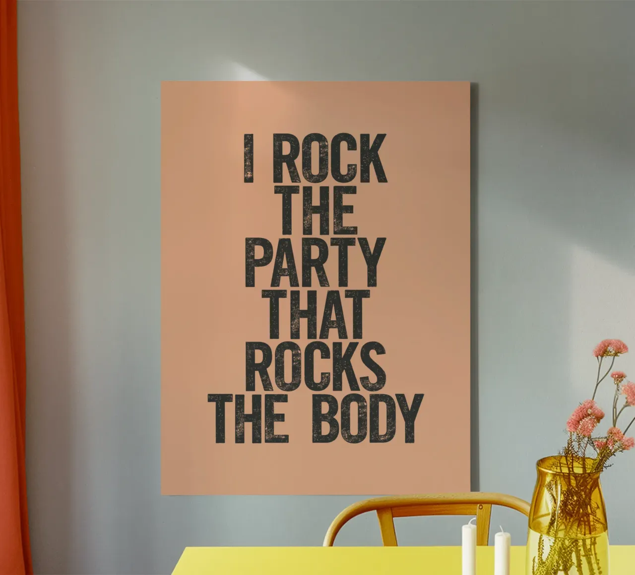 I Rock the Party that Rocks the Body Typography Print canvas with Floater frame by THE MOTIVATED TYPE