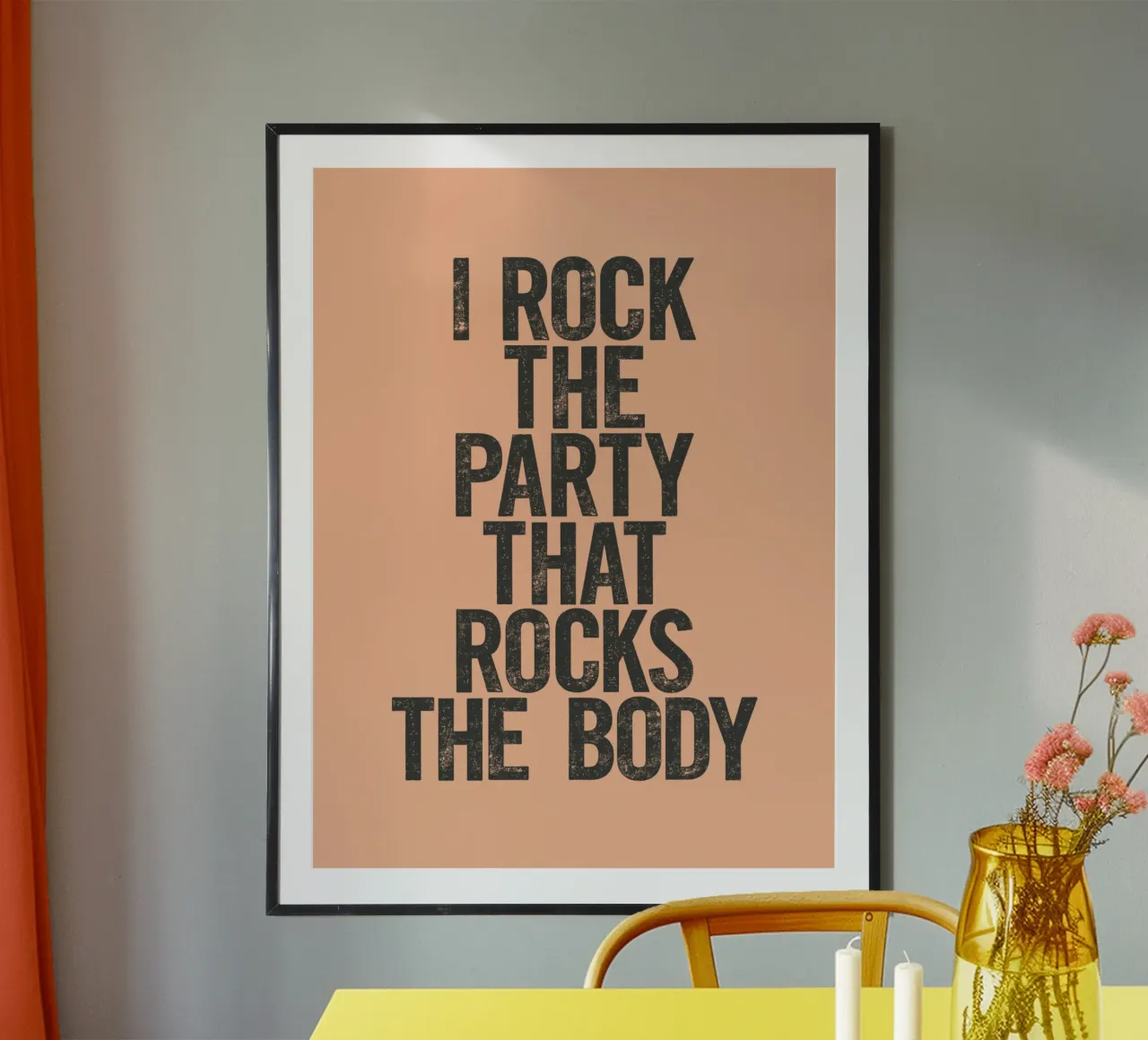 I Rock the Party that Rocks the Body Typography Print poster by THE MOTIVATED TYPE