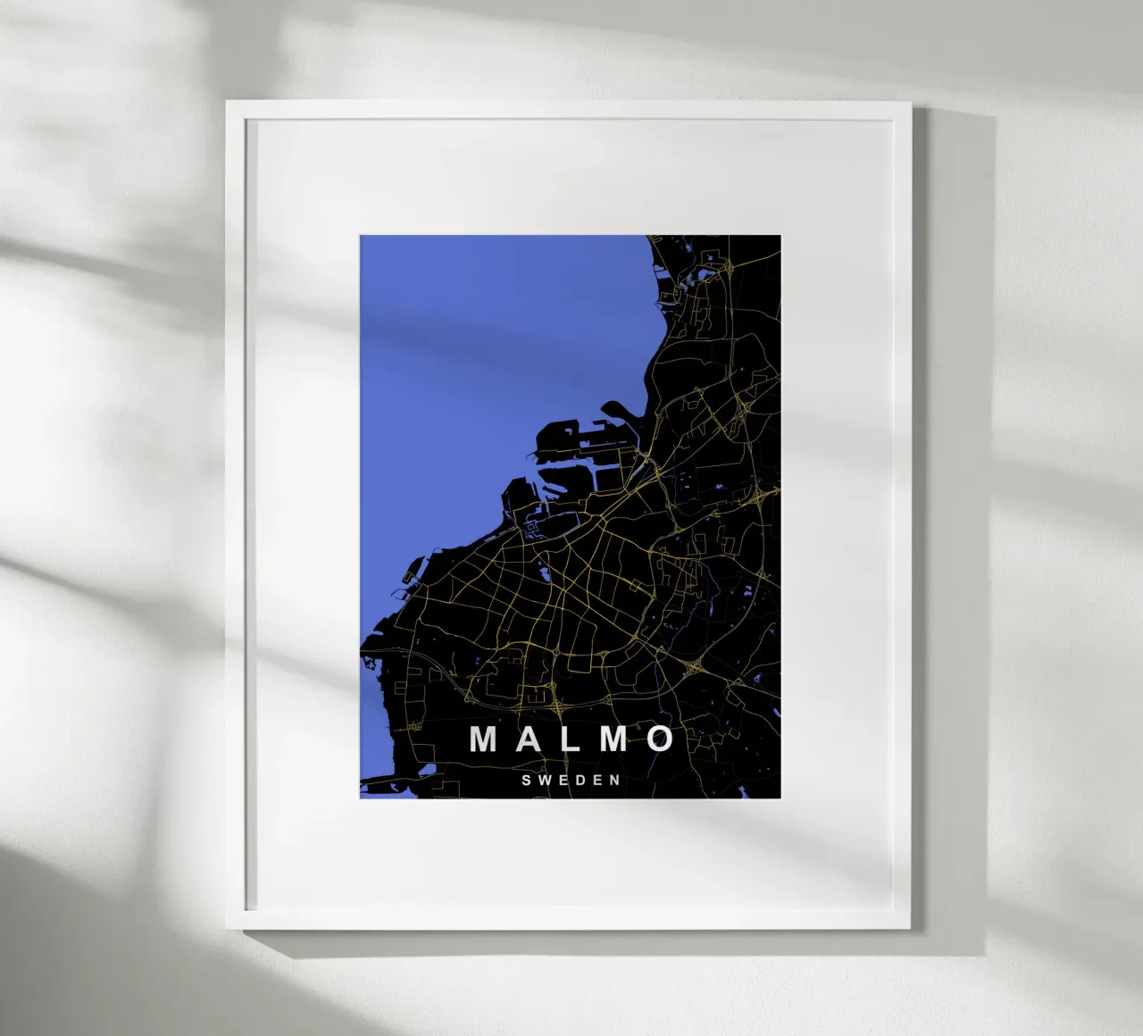 Malmo Svezia - Mappa della città in nero e oro carta hahnemühle da Cartographers Library