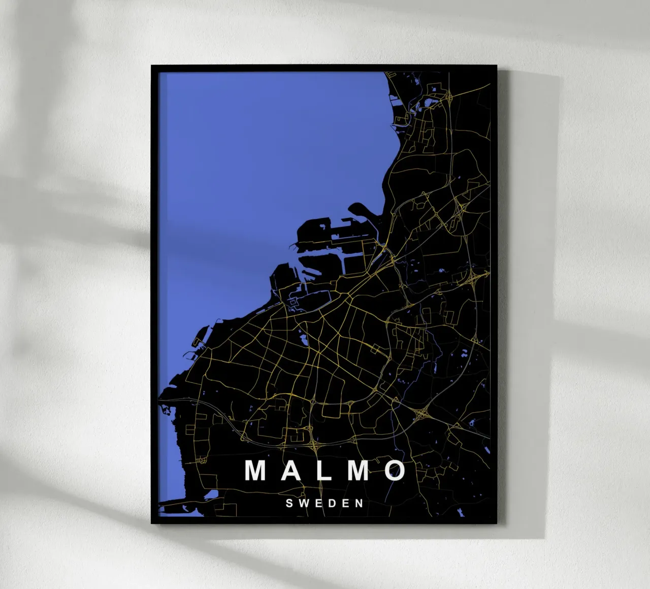 Malmo Svezia - Mappa della città in nero e oro carta hahnemühle da Cartographers Library