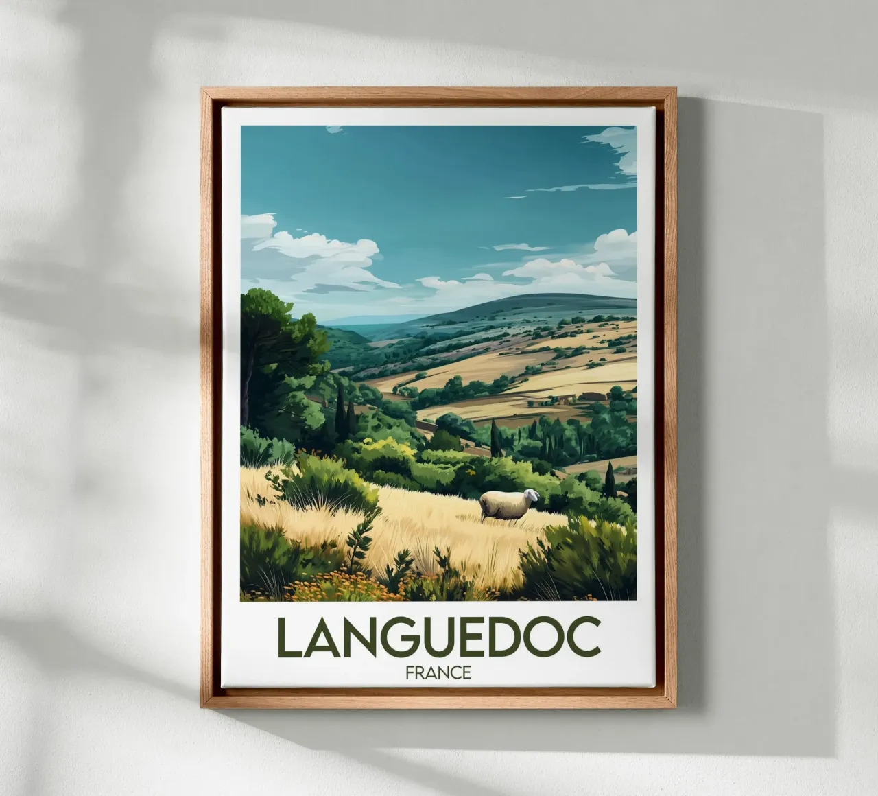 Poster Languedoc canvas met Baklijst van Frame the World