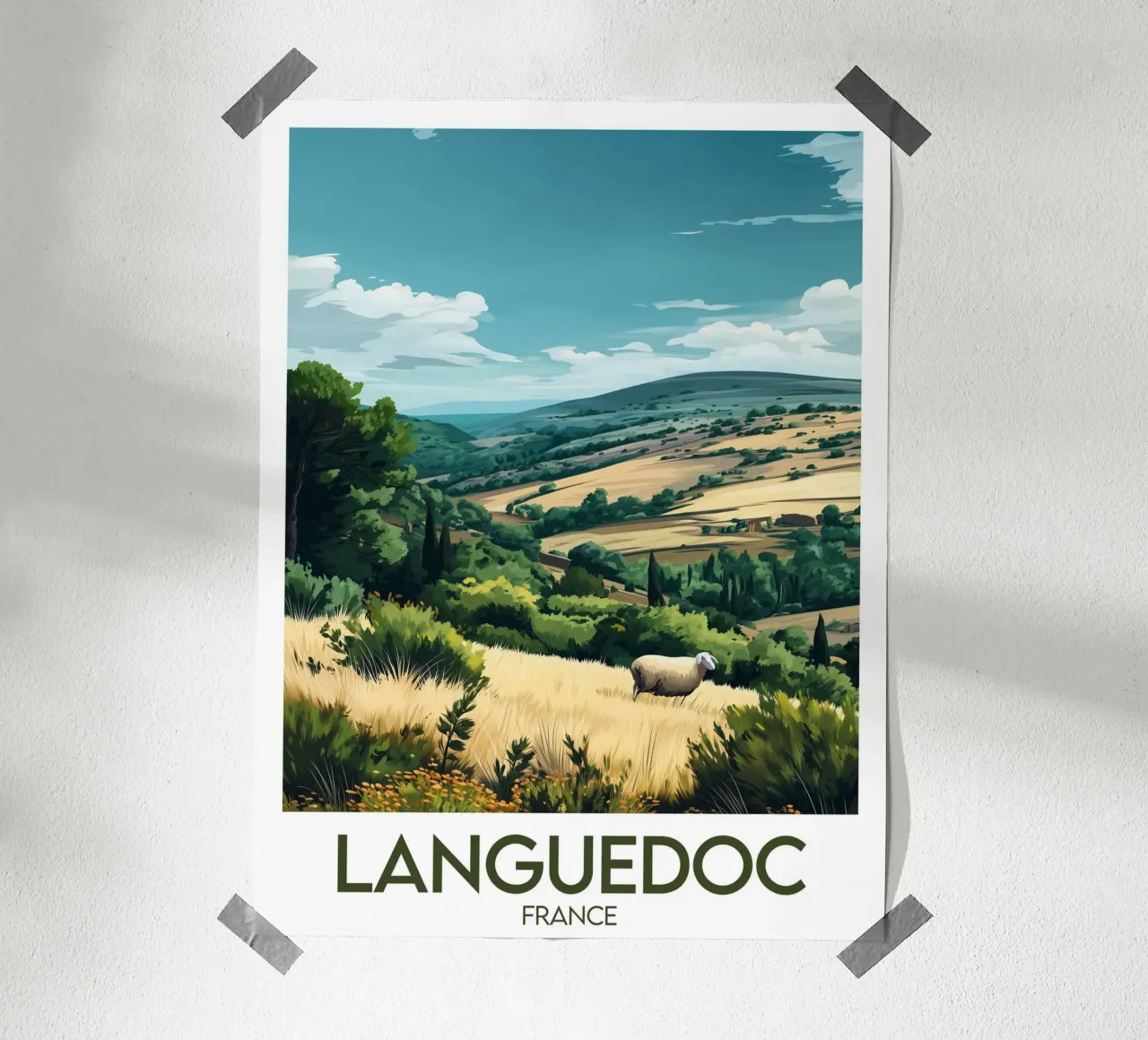 Poster della Linguadoca poster con telaio in legno da Frame the World