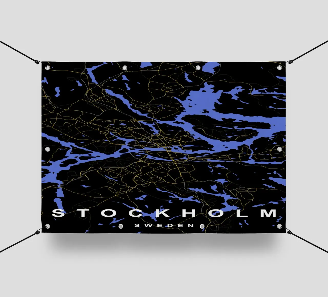 Stoccolma Svezia - Mappa della città in nero e oro telo in pvc da Cartographers Library