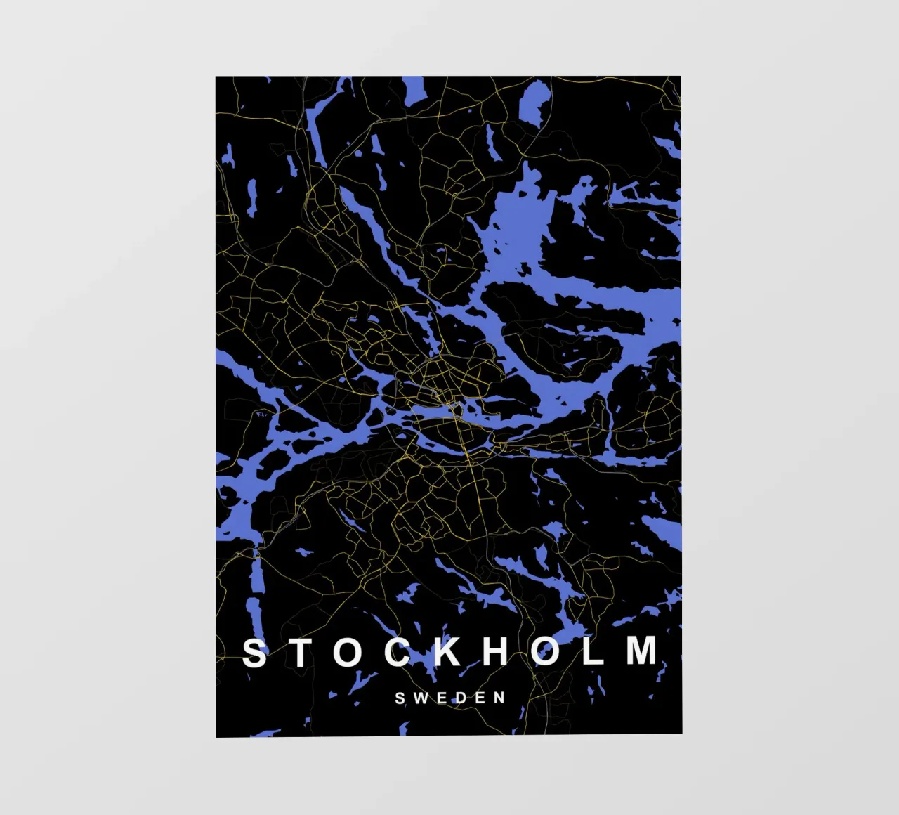 Stoccolma Svezia - Mappa della città in nero e oro telo in pvc da Cartographers Library