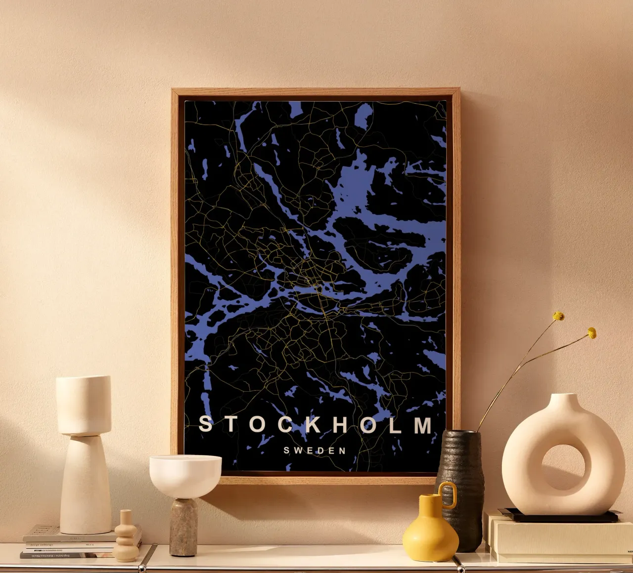 Stoccolma Svezia - Mappa della città in nero e oro tela da Cartographers Library
