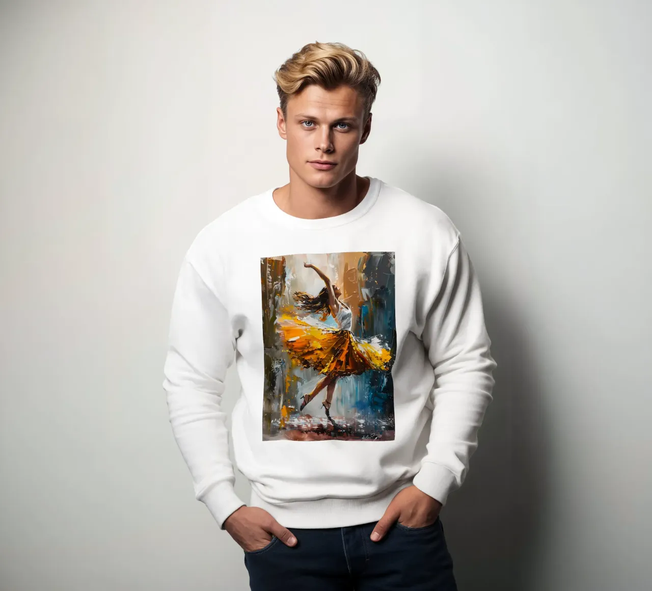 Tänzelndes Mädchen Ölgemälde Sweatshirt von Artful Muse