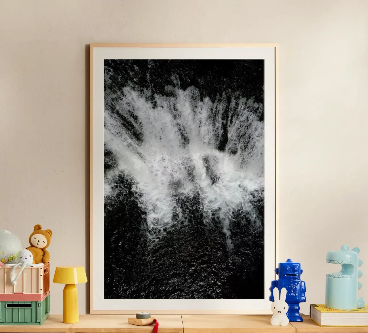 Waterfall a Million Drops of Water poster con telaio in legno da Studio Nahili