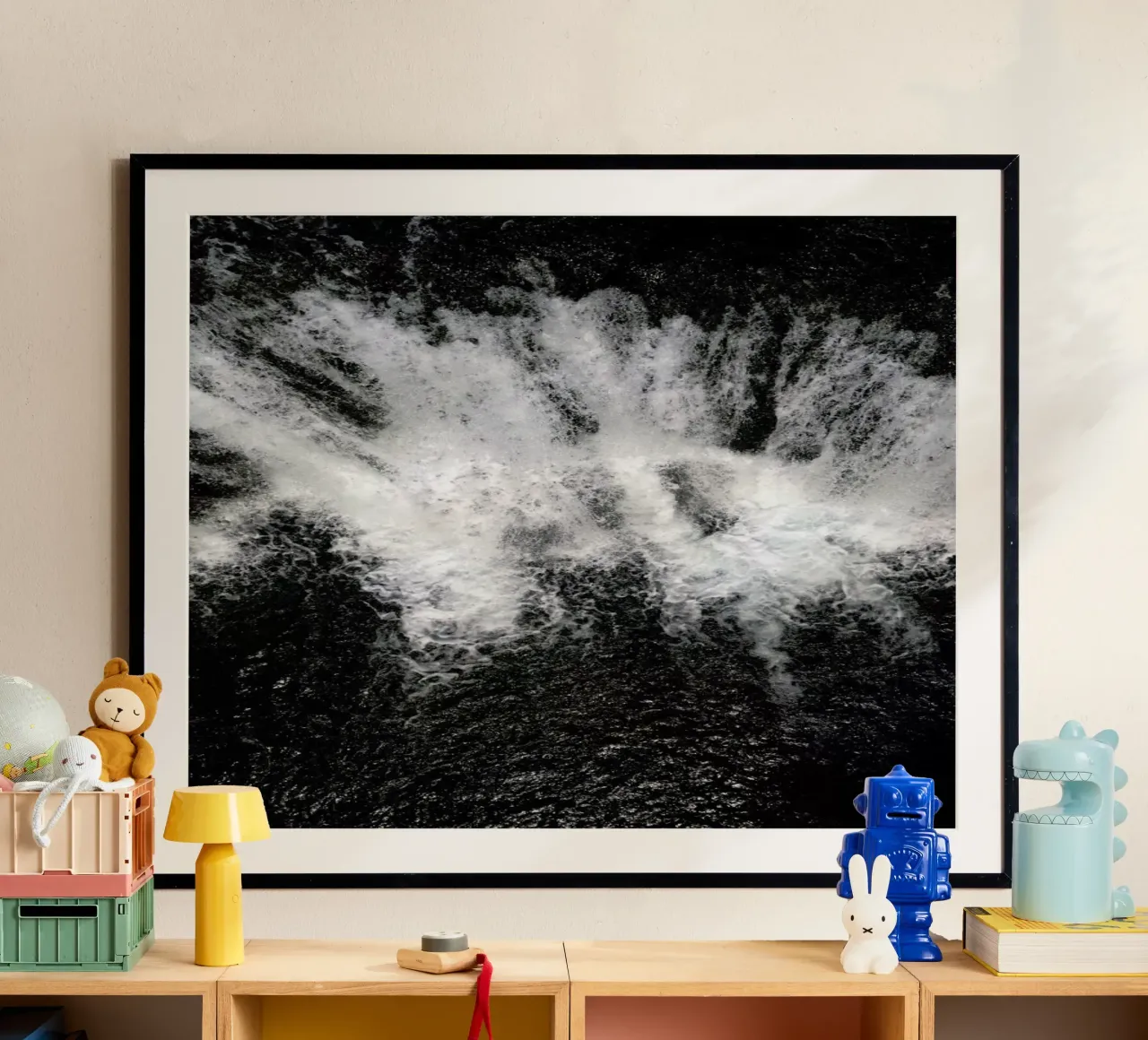 Waterfall a Million Drops of Water poster con telaio in legno da Studio Nahili