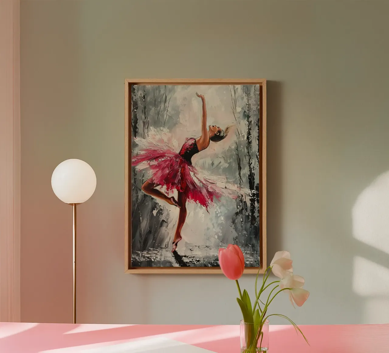 Peinture à l'huile d'une jeune fille dansante toile avec Caisse américaine de Artful Muse