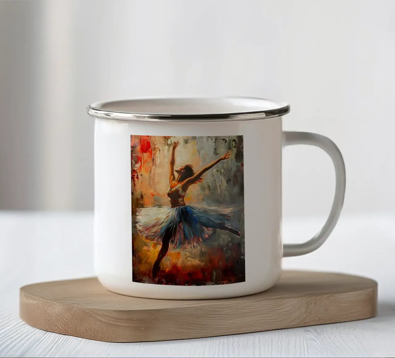 Ragazza che balla Pittura a olio tazza in smalto da Artful Muse
