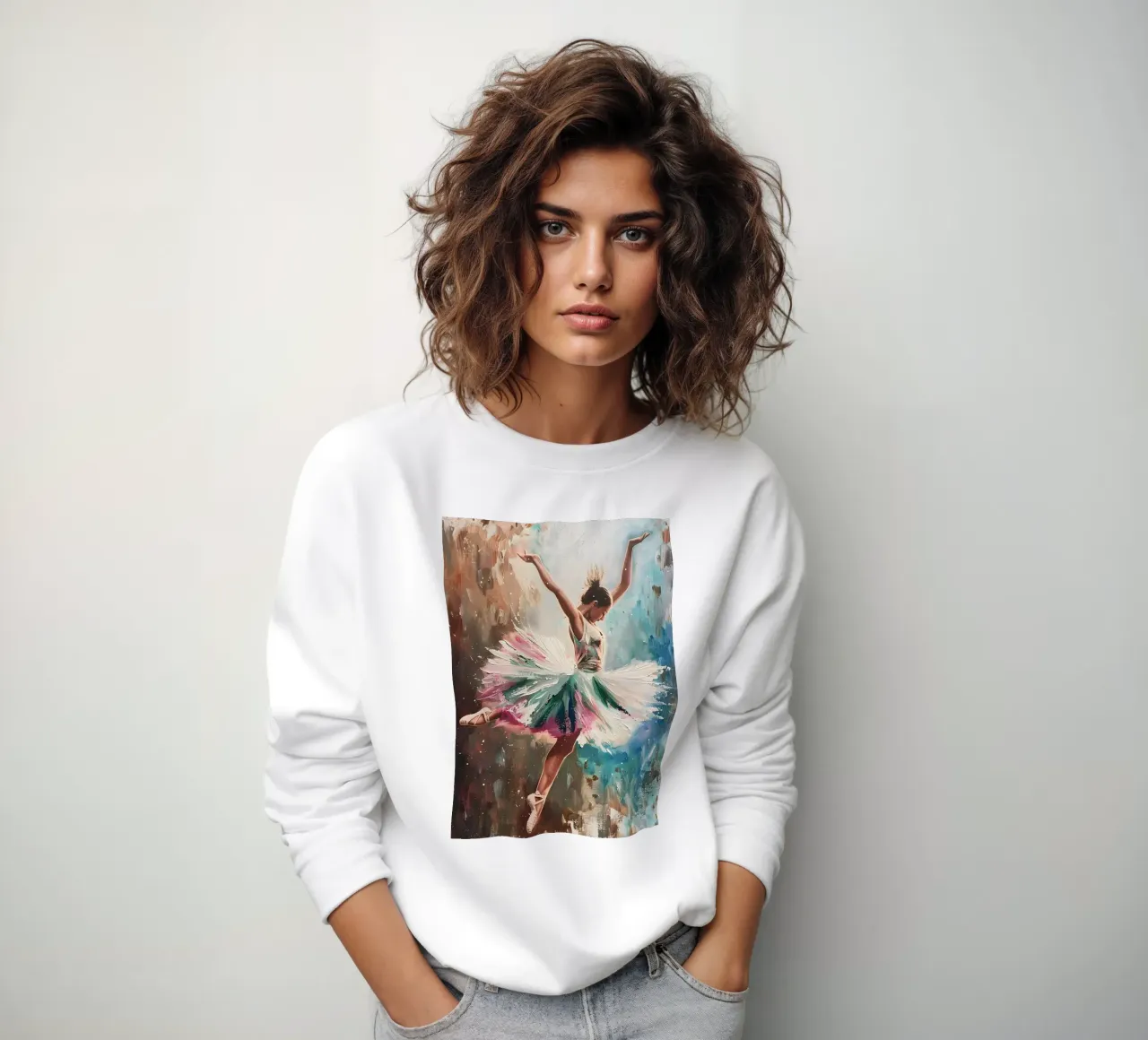 Tänzelndes Mädchen Ölgemälde Sweatshirt von Artful Muse