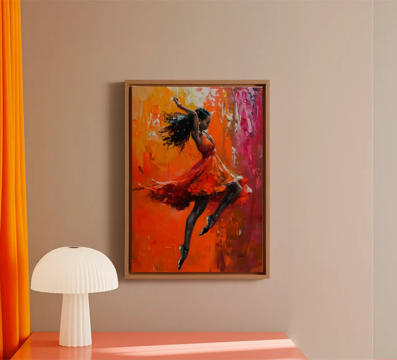 Pintura al óleo Bailarina lienzo con Marco flotante de Artful Muse