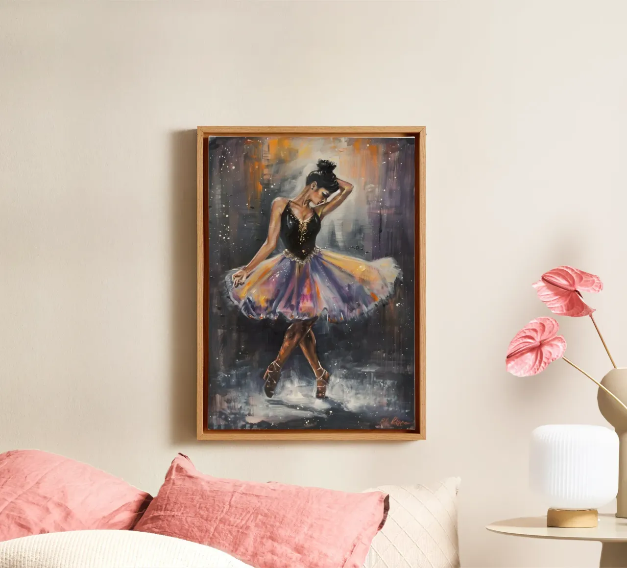 Peinture à l'huile d'une jeune fille dansante toile avec Caisse américaine de Artful Muse